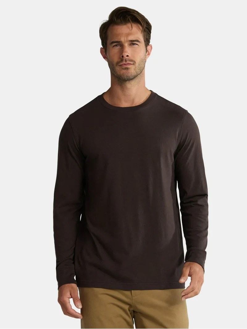 George Men's & Big Men's Cotton Crewneck T-Shirt with Long Sleeves, Size XS-3XL | Walmart (US)