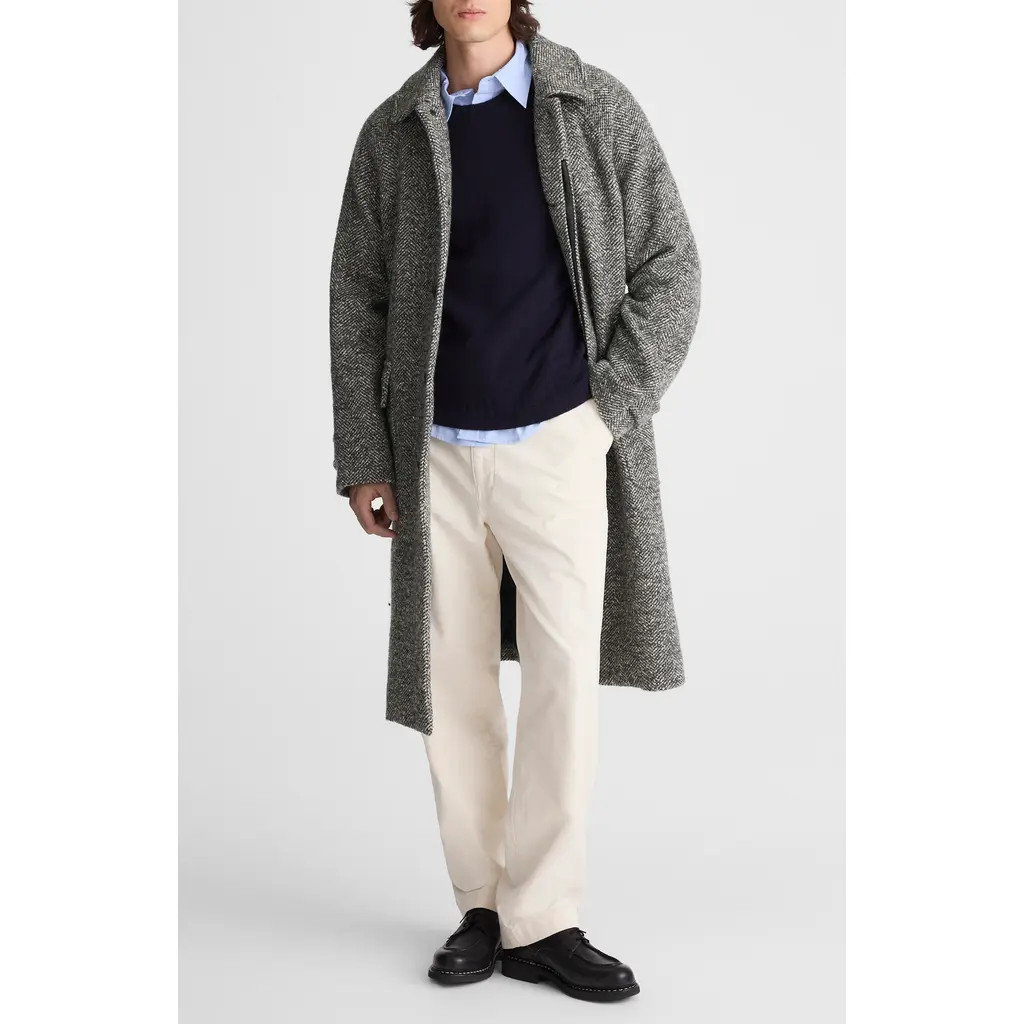 Madewell Balmacaan Tweed Overcoat in Black Multi at Nordstrom, Size X-Large | Nordstrom