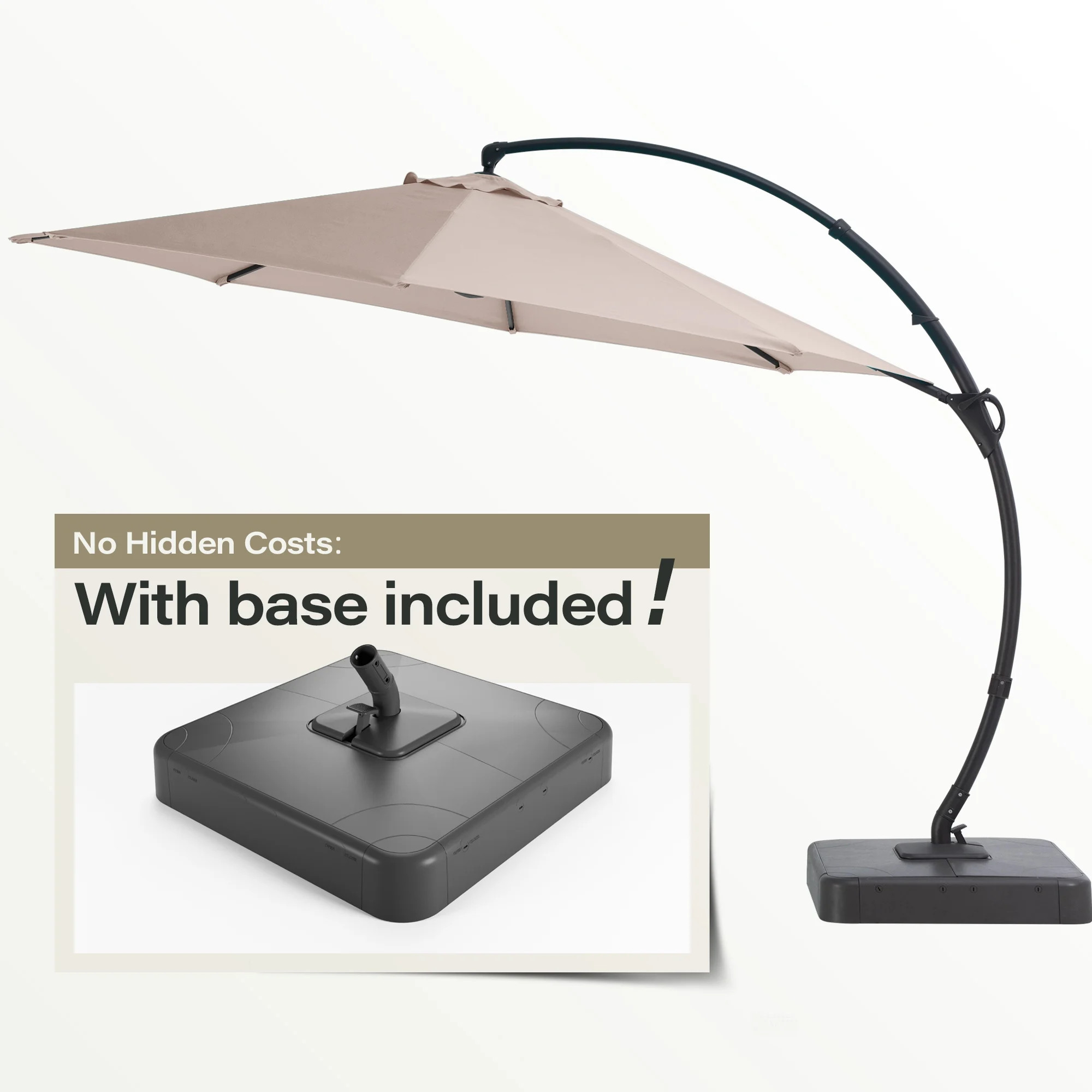 LAUSAINT HOME 11FT Deluxe Patio Umbrella with Base, Large Cantilever Curvy Umbrella with 360° Ro... | Walmart (US)