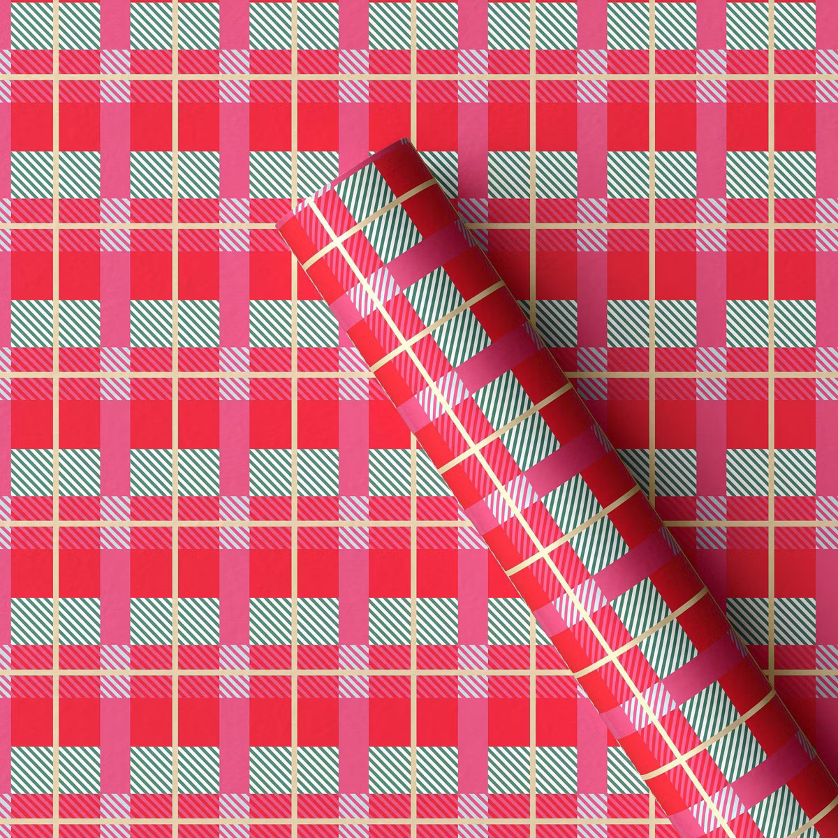 90 sq ft Metallic Plaid Christmas Gift Wrap Red/Blue - Wondershop™: FSC Certified, Classic Patt... | Target