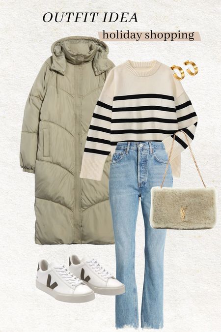 Outfit idea for holiday shopping 🎄✨

Winter outfit; holiday shopping outfit; mom style; winter style; fall style; casual outfit; agolde denim; veja sneakers; YSL purse; striped sweater; amazon fashion; Nordstrom 

#LTKunder100 #LTKstyletip #LTKHoliday