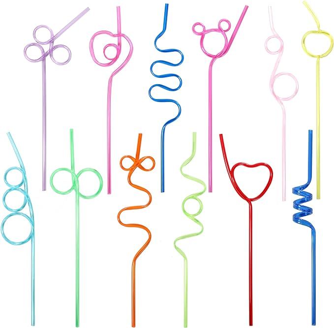 36 Pcs Crazy Straws, Colorful Funny Straws for Kids Reusable Silly Straws for Kids, Great for Par... | Amazon (US)