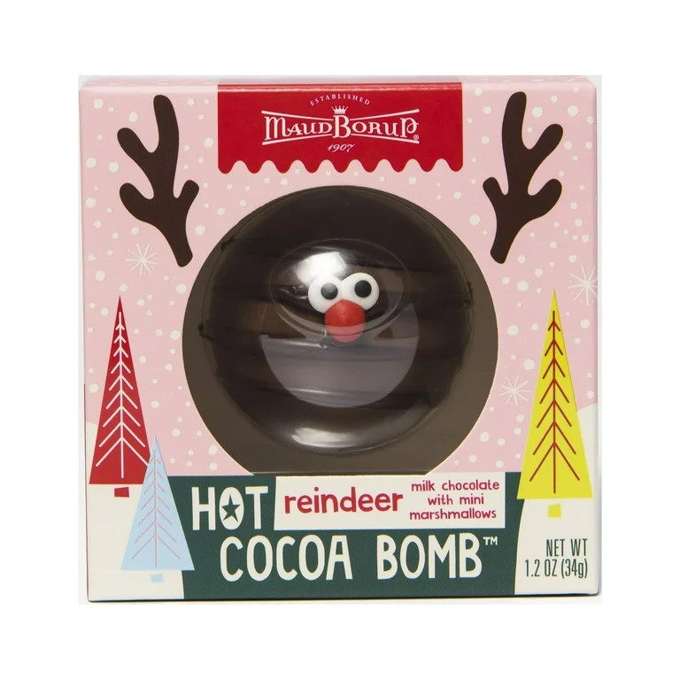 Maud Borup Milk Chocolate Reindeer Hot Cocoa Bomb with Mini Marshmallows,1.2 oz, Seasonal Holiday... | Walmart (US)