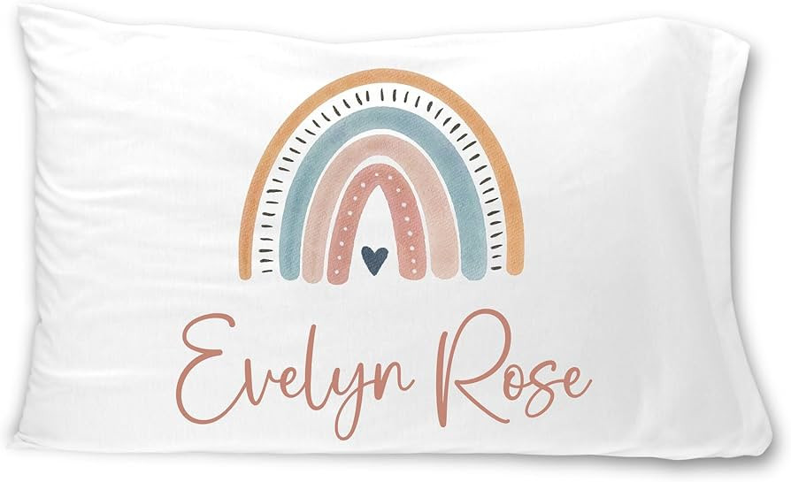Boho Rainbow Standard Pillowcase | Personalized Pillow Cover | Girls Room Decor | Nursery Decor (... | Amazon (US)