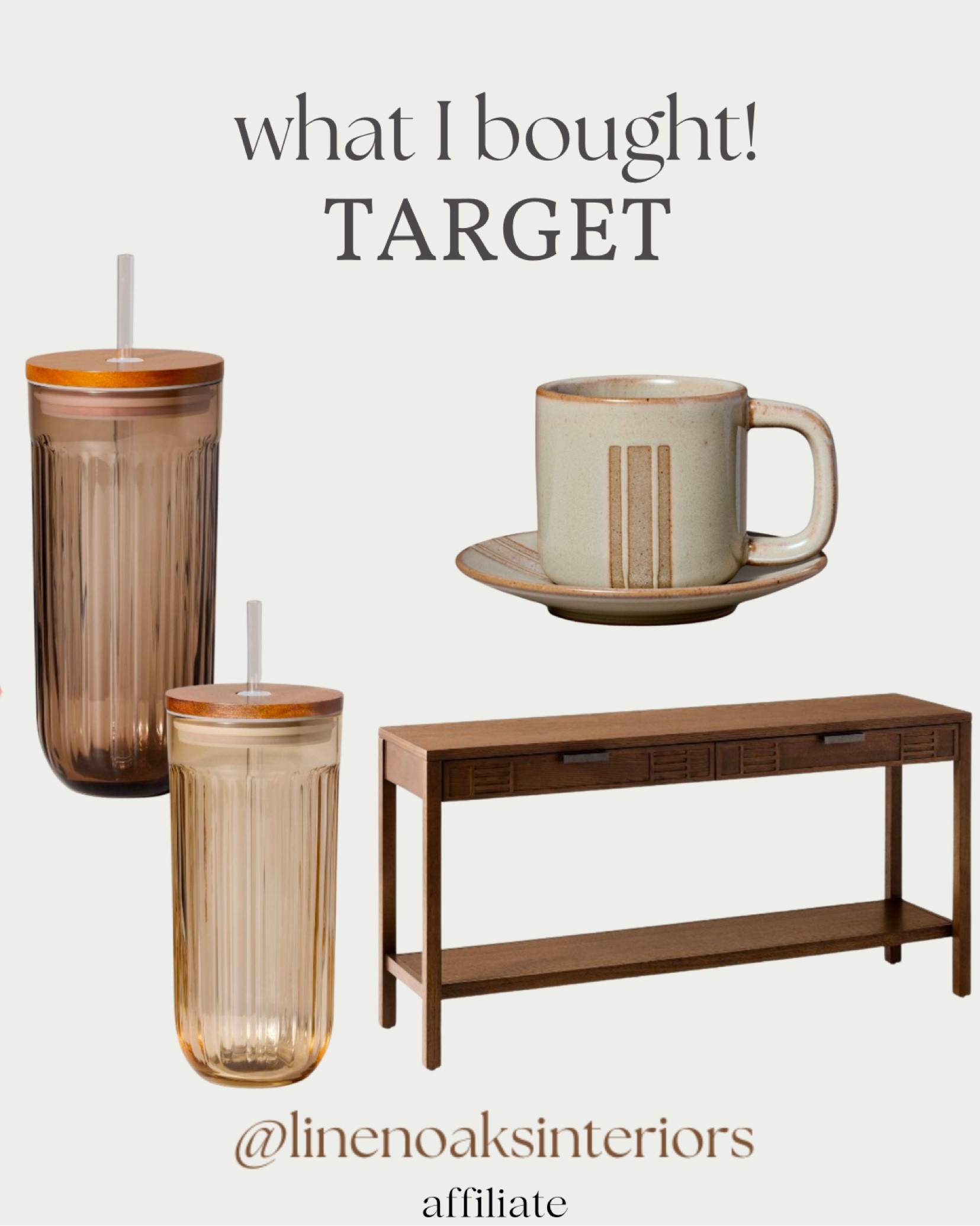 What I bought new target launch!! 

Console table, iced coffee tumblers, coffee mug table entryway furniture home decor neutral tumblers 

#LTKFindsUnder50 #LTKHome #LTKStyleTip