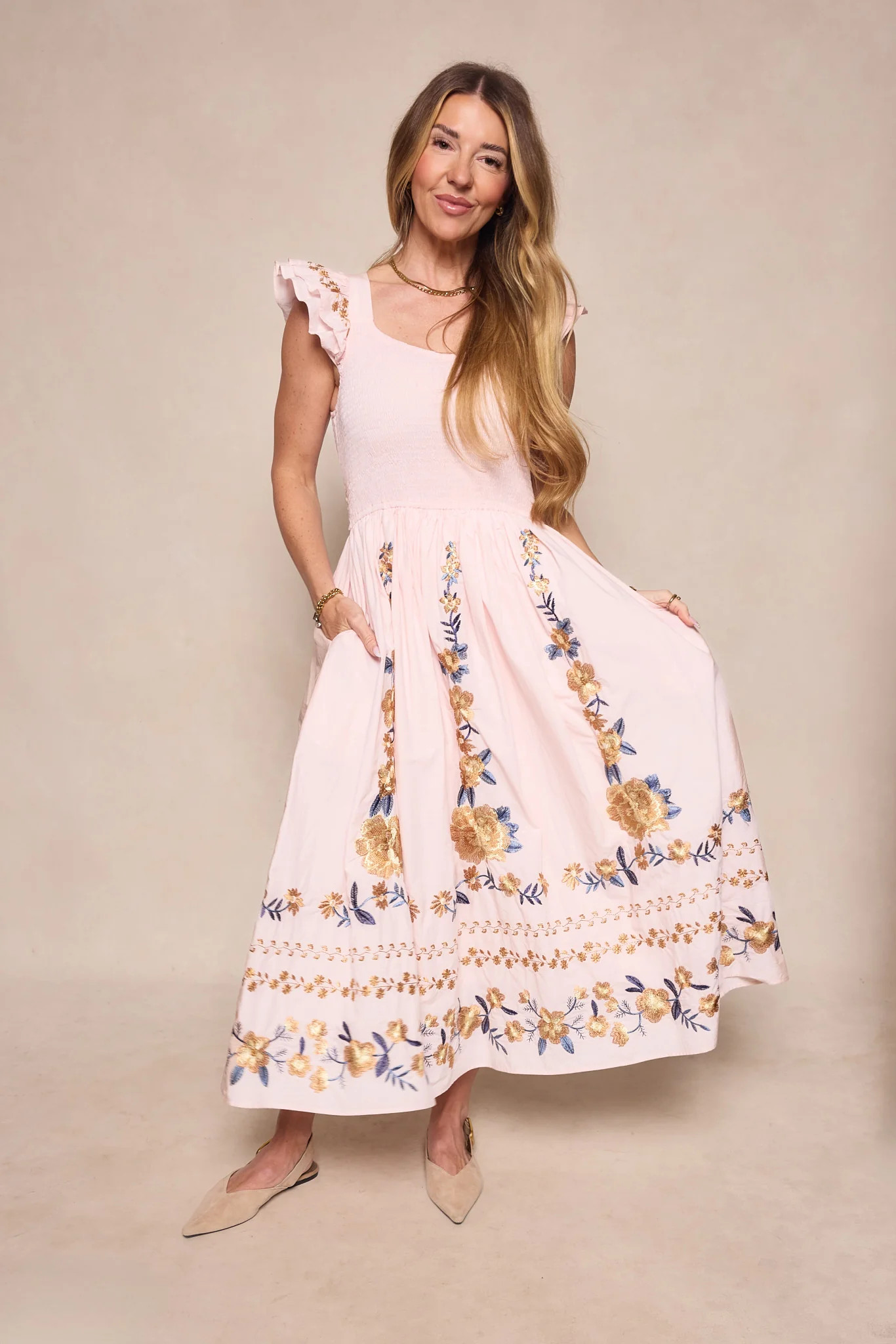 Hattie Dress in Embroidered Spring Floral | Ivy City Co