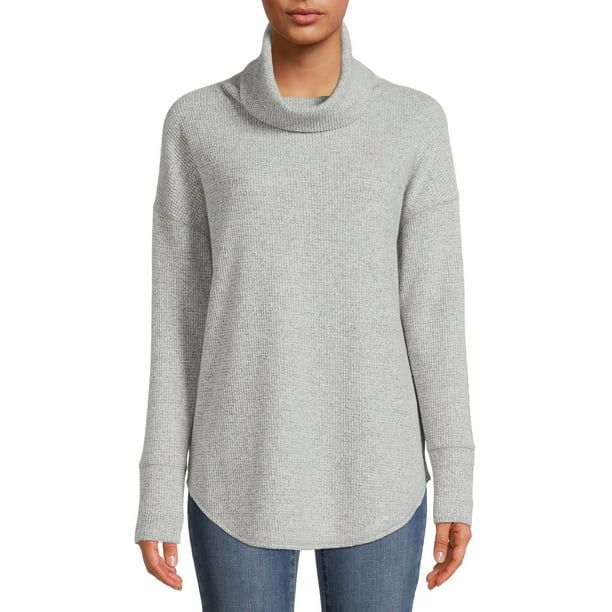 Time and Tru Women's Cowl Neck Waffle Tunic - Walmart.com | Walmart (US)