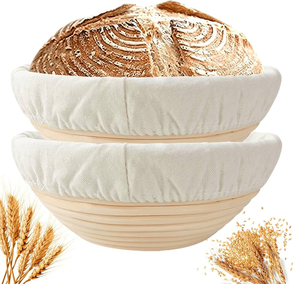Sourdough Bread Proofing Basket: Set of 2 9 Inch Banneton Proofing Bowls | Amazon (US)
