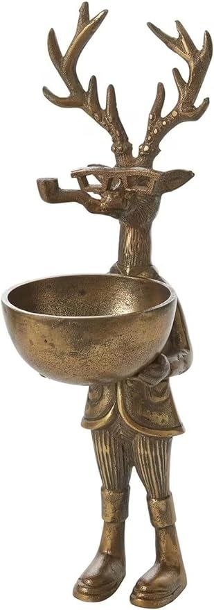 Vintage Style Eric and Eloise Designs Standing Brass Color Deer Buck & Bowl Frankie 16.25 Inch Fi... | Amazon (US)