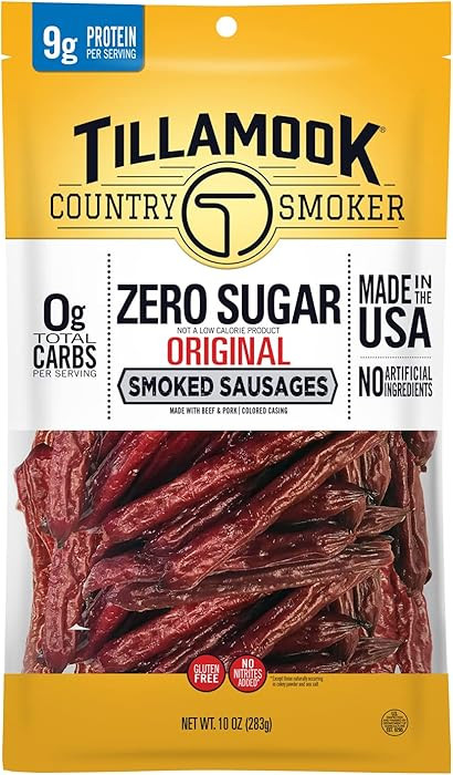 Tillamook Country Smoker Keto Friendly Zero Sugar Smoked Sausages, Original, 10 Ounce | Amazon (US)