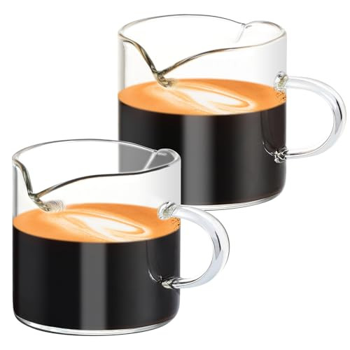 Espresso Cups Set of 2 Unique Espresso Shot Glass 4oz Double Spouts Cups Classic Cappuccino Cup Espresso Mugs Clear Coffee Mug with Handle for Espresso Machine | Amazon (US)