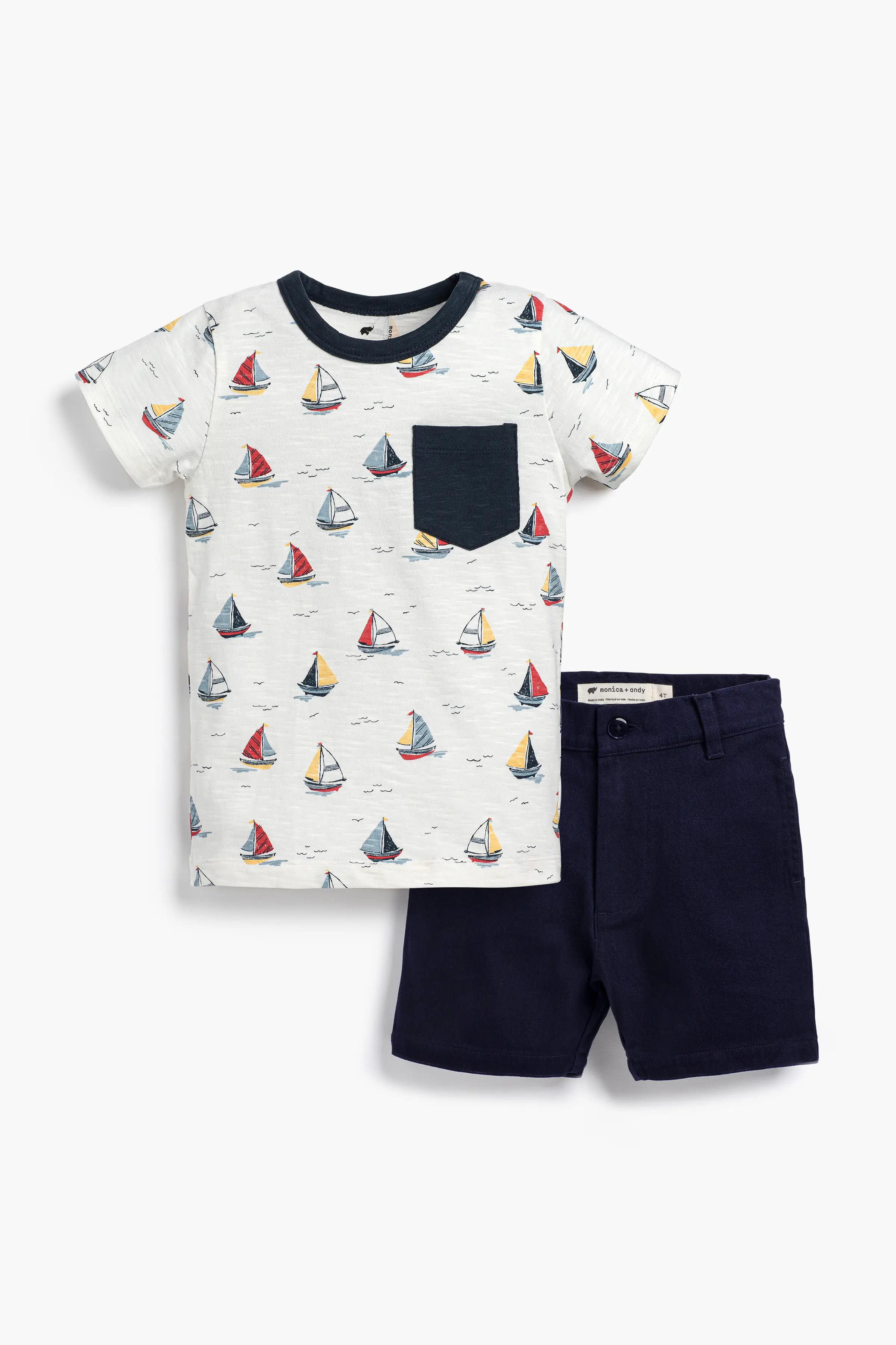 Tee + Sport Short Outfit In Little Skippers | Toddler | Size: 3T | Unisex (Boy Or Girl) - Monica + Andy Organic Toddler Clothing | Monica + Andy