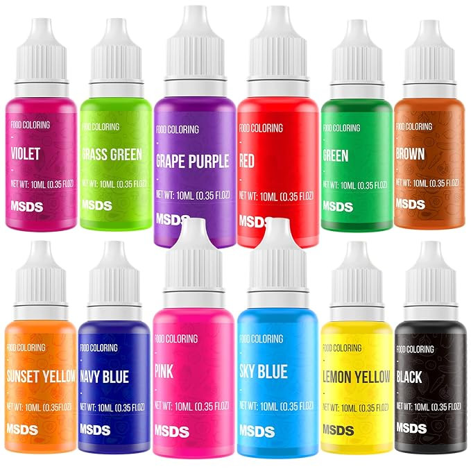 Food Coloring Liquid Set - 12 Vibrant Color Food Grade, Food Coloring Gel Concentrated Neon Icing... | Amazon (US)