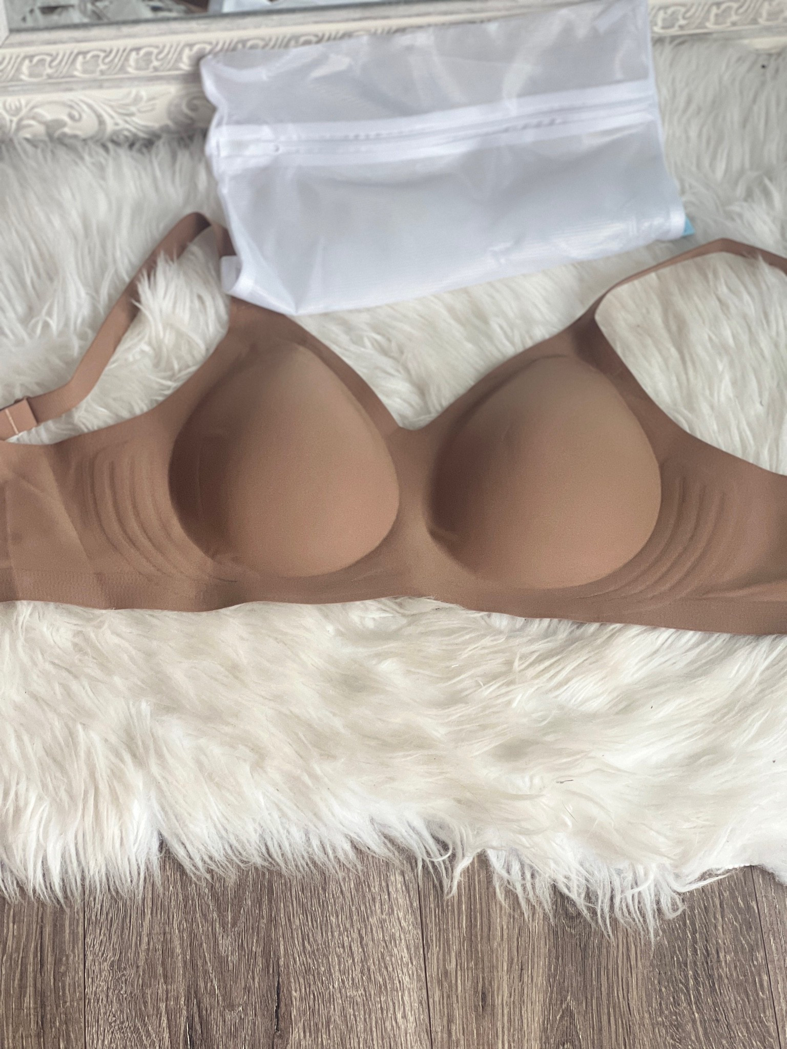 Viral comfort bra without wires but supportive and has wide sides to smooth under arm area! It comes with a mesh bag for laundry support! Love the lift and comfort.

#LTKselfcare #LTKActive #LTKWorkwear
