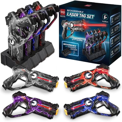 Best Choice Products Set of 4 Laser Tag Blasters, Rechargeable Infrared Lazer Tag Set & Docking Station, No Vests Needed - Gray/Purple/Red/Blue | Amazon (US)