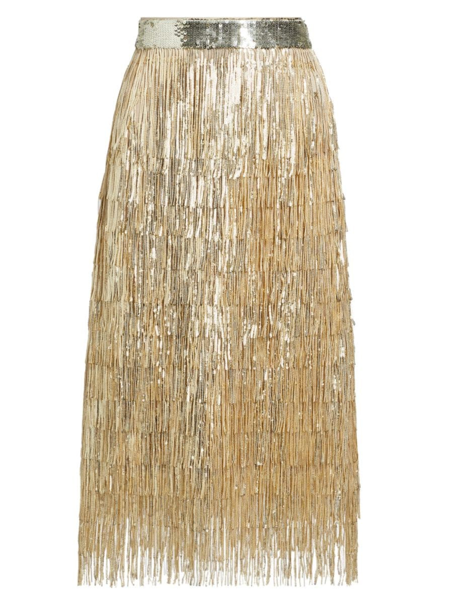 Zoey Sequined Fringe Midi-Skirt | Saks Fifth Avenue