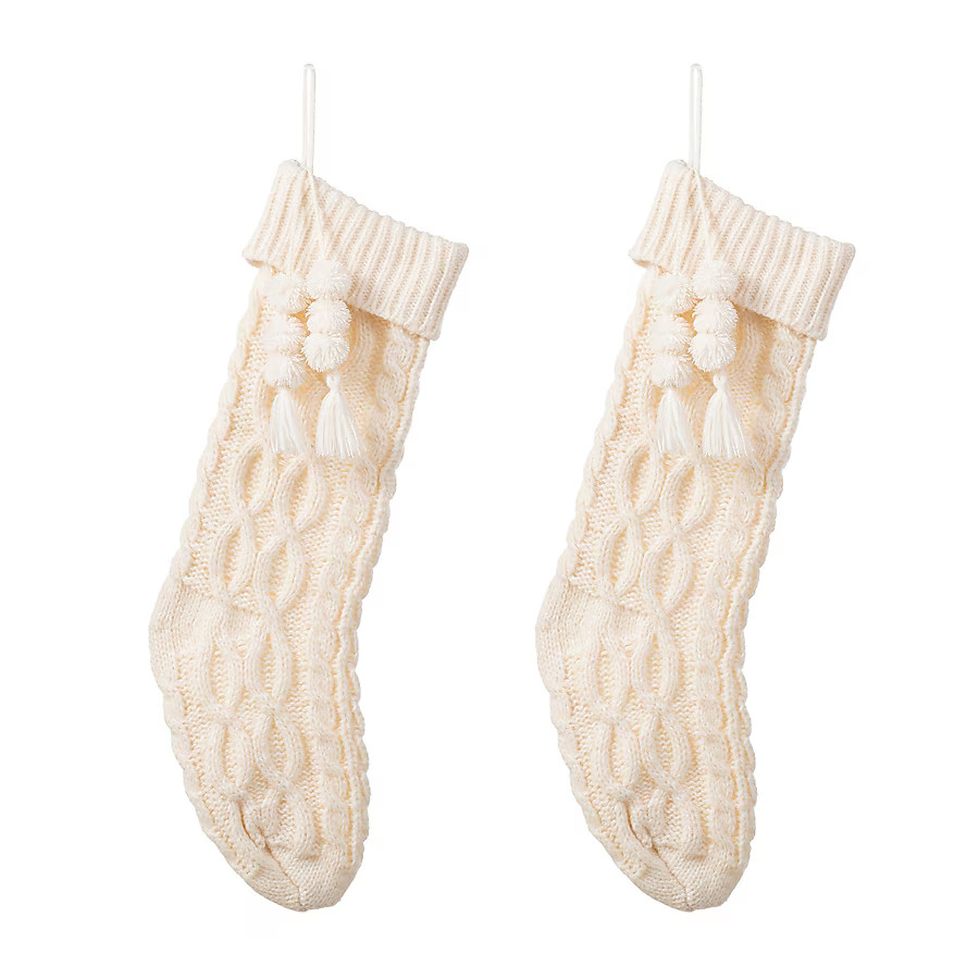 Glitzhome 22-in White Christmas Stocking | Lowe's