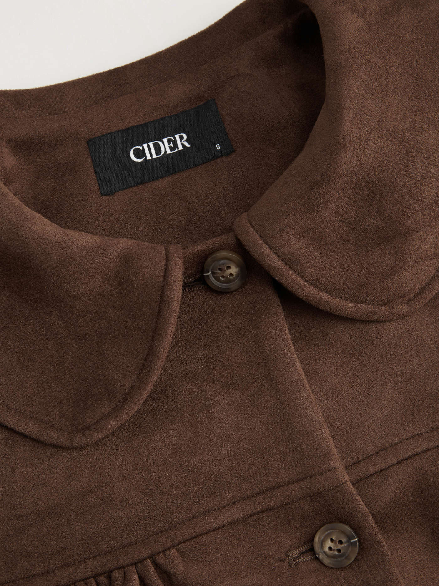 Suede Suede Peter Pan Collar Ruched Jacket For Daily Casual | Cider