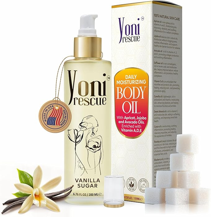 Vanilla Body Oil | Daily Skin Moisturizer with Apricot, Jojoba, Avocado & Vitamin E Oil | Hydrati... | Amazon (US)