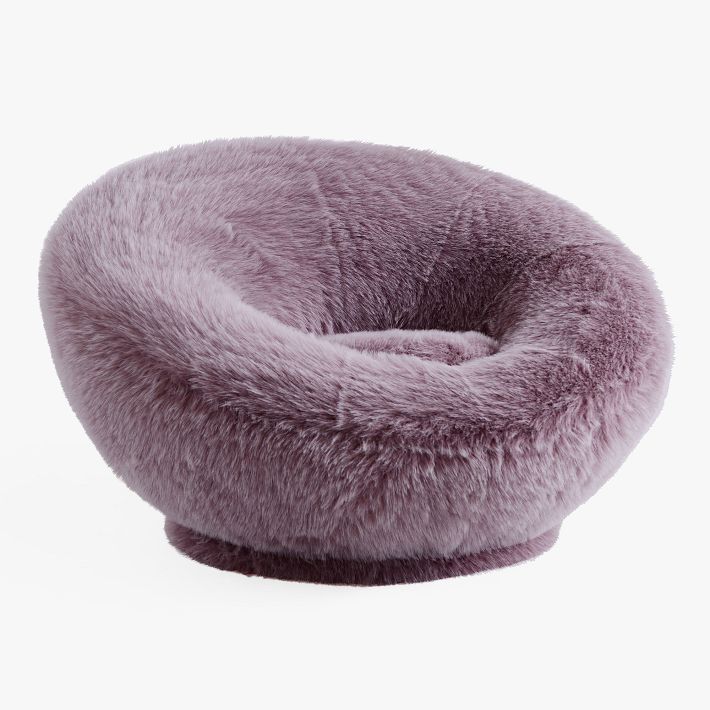 Feathery Faux Fur Fig Groovy Swivel Chair | Pottery Barn Teen