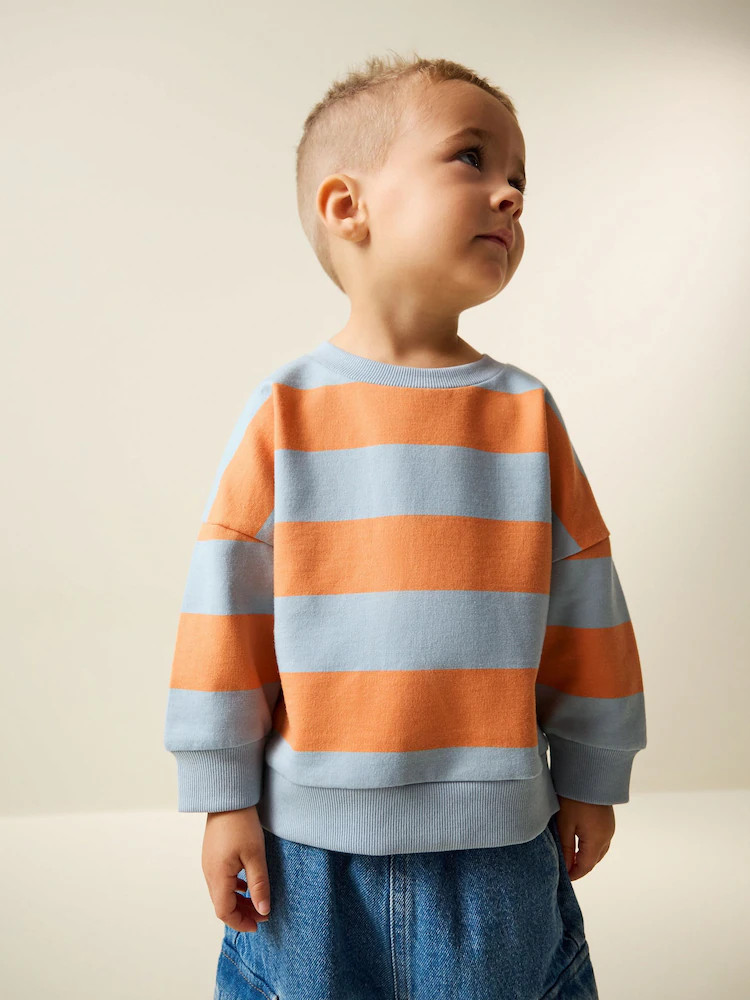 Orange & Blue Stripe All Over Printed Crew Neck Sweat Top (3mths-7yrs) | Next AU