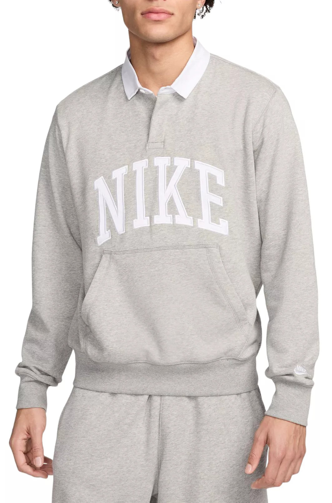 Nike Men's Club Fleece Long Sleeve Polo, Large, Dk Grey Heather | DICK'S Sporting Goods