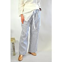 striped Linen Pants Women, Wide Leg Palazzo Pants, Boho Trousers, Loose Fit Summer Clothing, Resort Wear | Etsy (US)