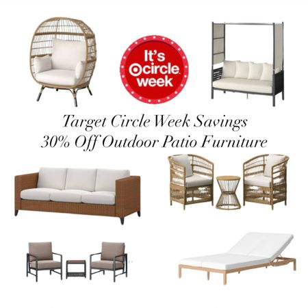 If you’ve been eying patio furniture snag it now during Circle Week while it’s 30% off!   Here’s some really cute pieces/sets that are on sale right now.  #TargetStyle #PatioFurniture #OutdoorFurniture 

#LTKhome #LTKSeasonal #LTKxTarget