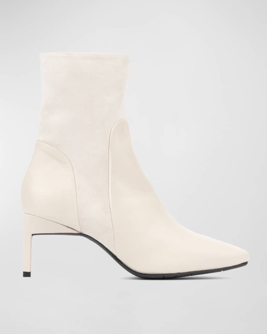 Aquatalia Rowanna Mixed Leather Stiletto Booties | Neiman Marcus