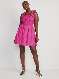 Waist-Defined Ruffle-Trimmed Mini Dress for Women | Old Navy (US)