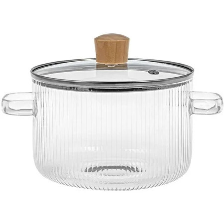 Cookware Glass Stovetop Pot with Lid, Resilient Heat Resistant Coffee Tea Milk Cooking Pot, Noodle Soup Cookware with Cover 1800ml | Walmart (US)