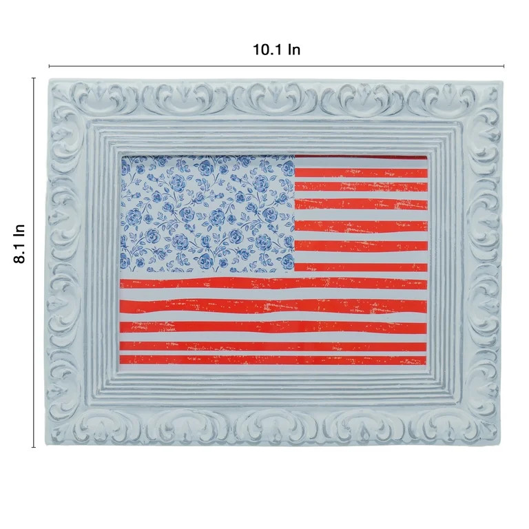 Floral Flag Hanging Sign, Red/White/Blue, 10" x 8", by My Texas House | Walmart (US)