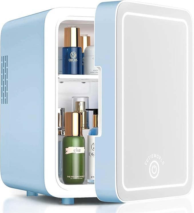 Skincare Fridge With Dimmable LED Light Mirror, 4L Makeup Mini Fridge for Bedroom, Car, Office & ... | Amazon (US)