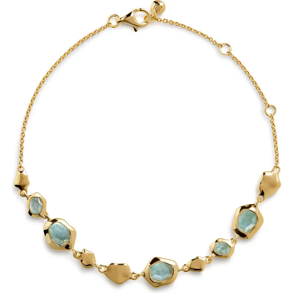 Monica Vinader Odyssey Aquamarine Pebbled Chain Bracelet in 18K Gold Vermeil at Nordstrom | Nordstrom