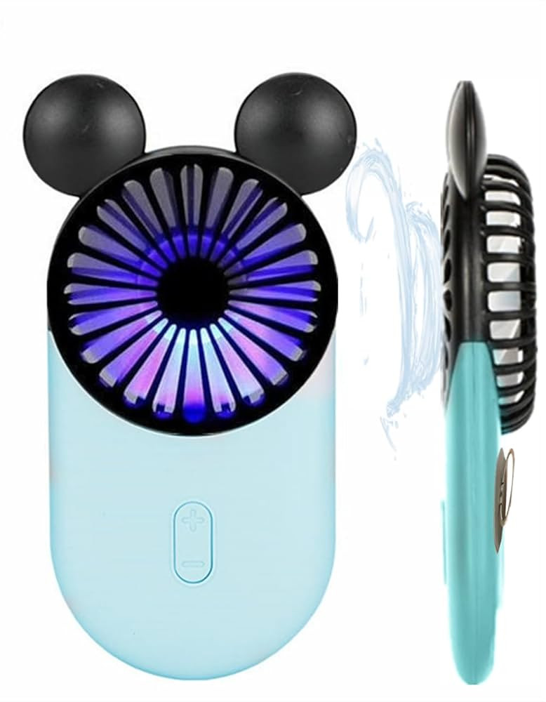 Generic Cute Mouse Personal Mini Fan, Handheld USB Rechargeable Fan with Pretty LED Light, 3 Adju... | Amazon (US)
