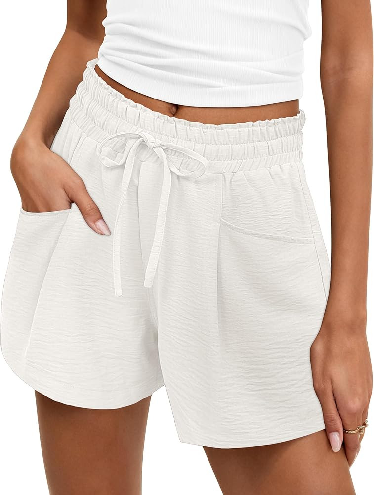 ANRABESS Shorts for Women Summer Casual High Waist Drawstring Comfy Dressy Lounge Beach Vacation ... | Amazon (US)