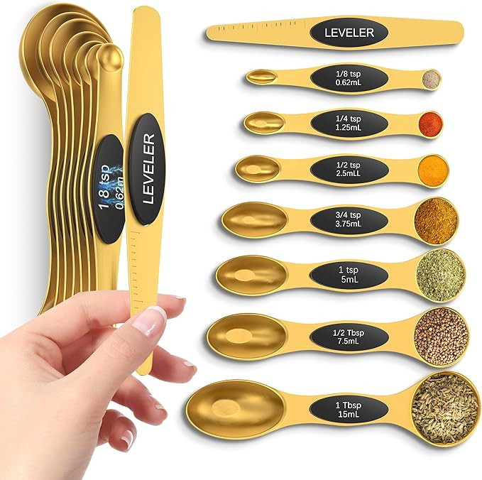 Magnetic Measuring Spoons Set with Strong N45 Magnets, Heavy Duty Stainless Steel Metal, Fits in ... | Amazon (US)