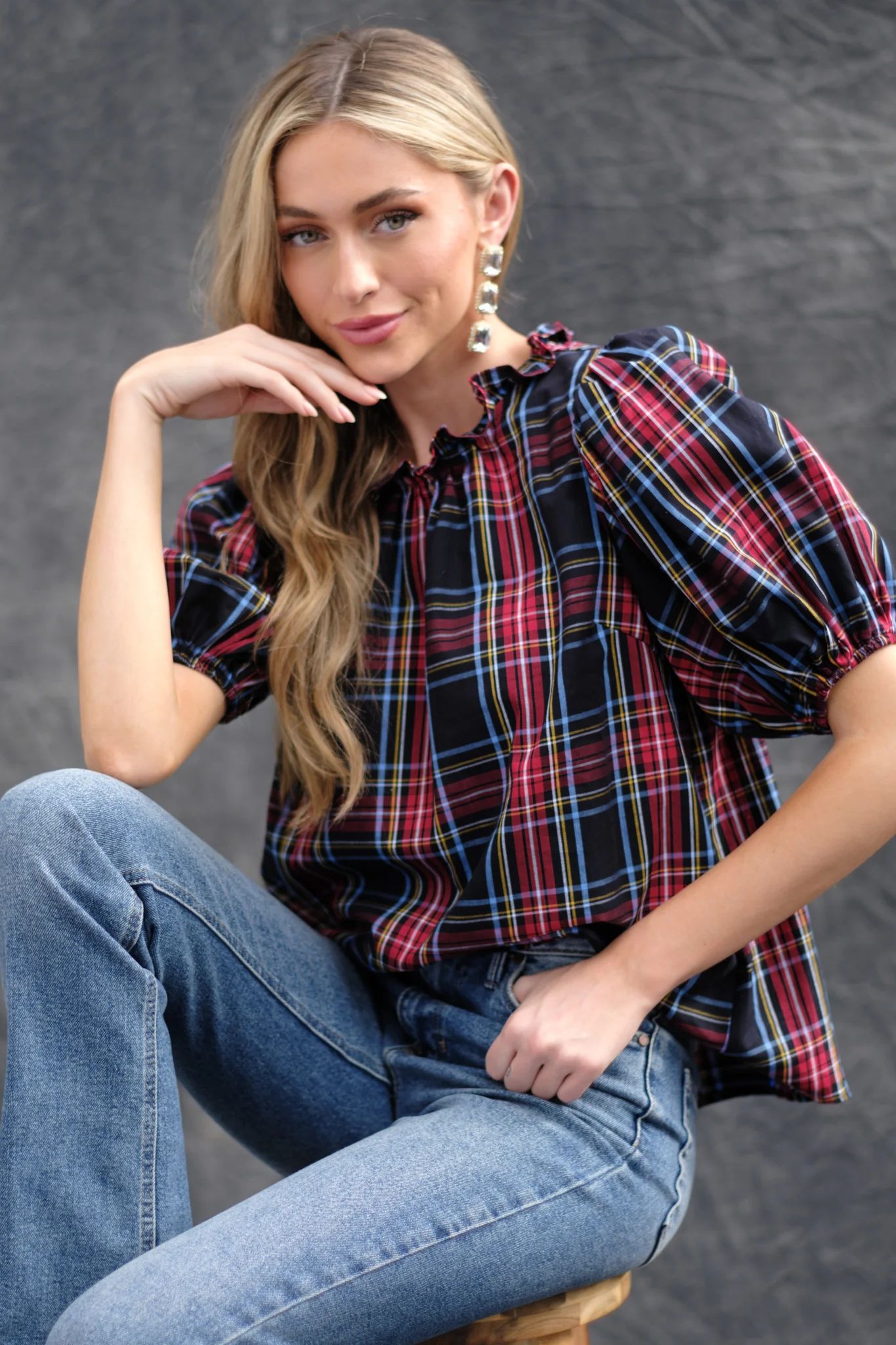 A Special Gift Black Plaid Top | Red Dress 