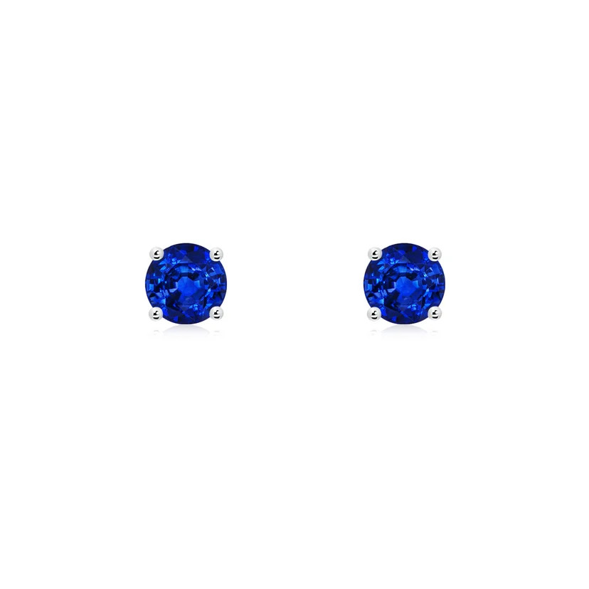 Round Blue Sapphire Stud Earrings | Angara Inc.
