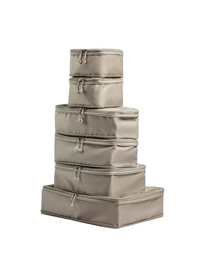 ANTLER - Compression Packing Cubes, Set of 6 Essential Packing Cubes for Suitcases and Backpacks - Holiday, Travel & Accessories Organiser, Easy Clothes and Shoe Storage - Taupe | Amazon (UK)