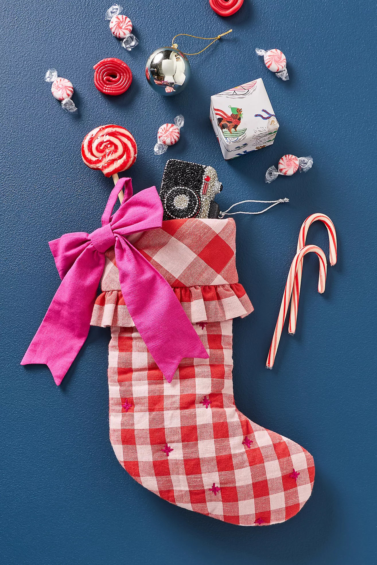Mini Gingham Bow Stocking | Anthropologie (US)