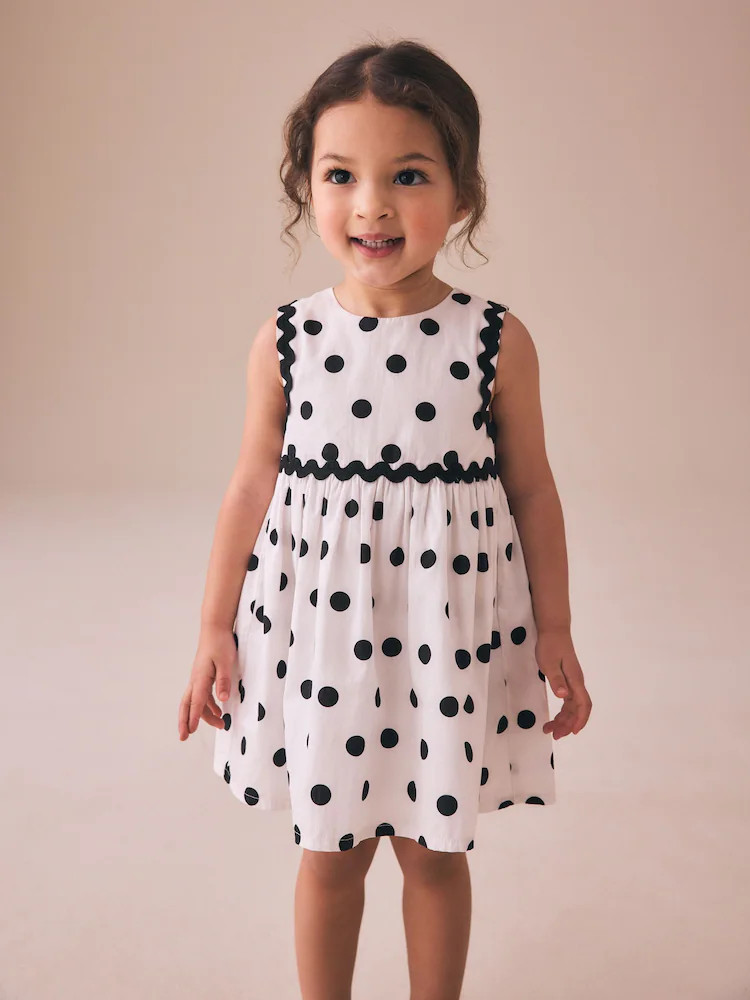 Monochrome Spot Ric Rac Dress (3mths-8yrs) | Next US