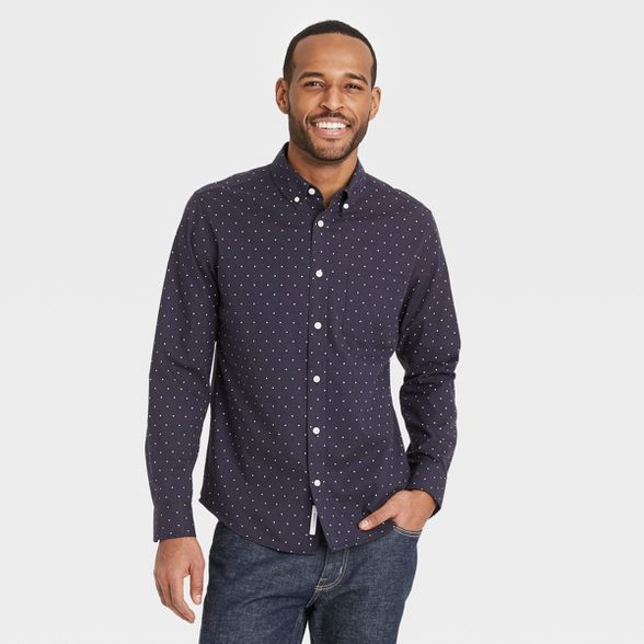 Men's Regular Fit Stretch Poplin Long Sleeve Button-Down Shirt - Goodfellow & Co&#153; | Target