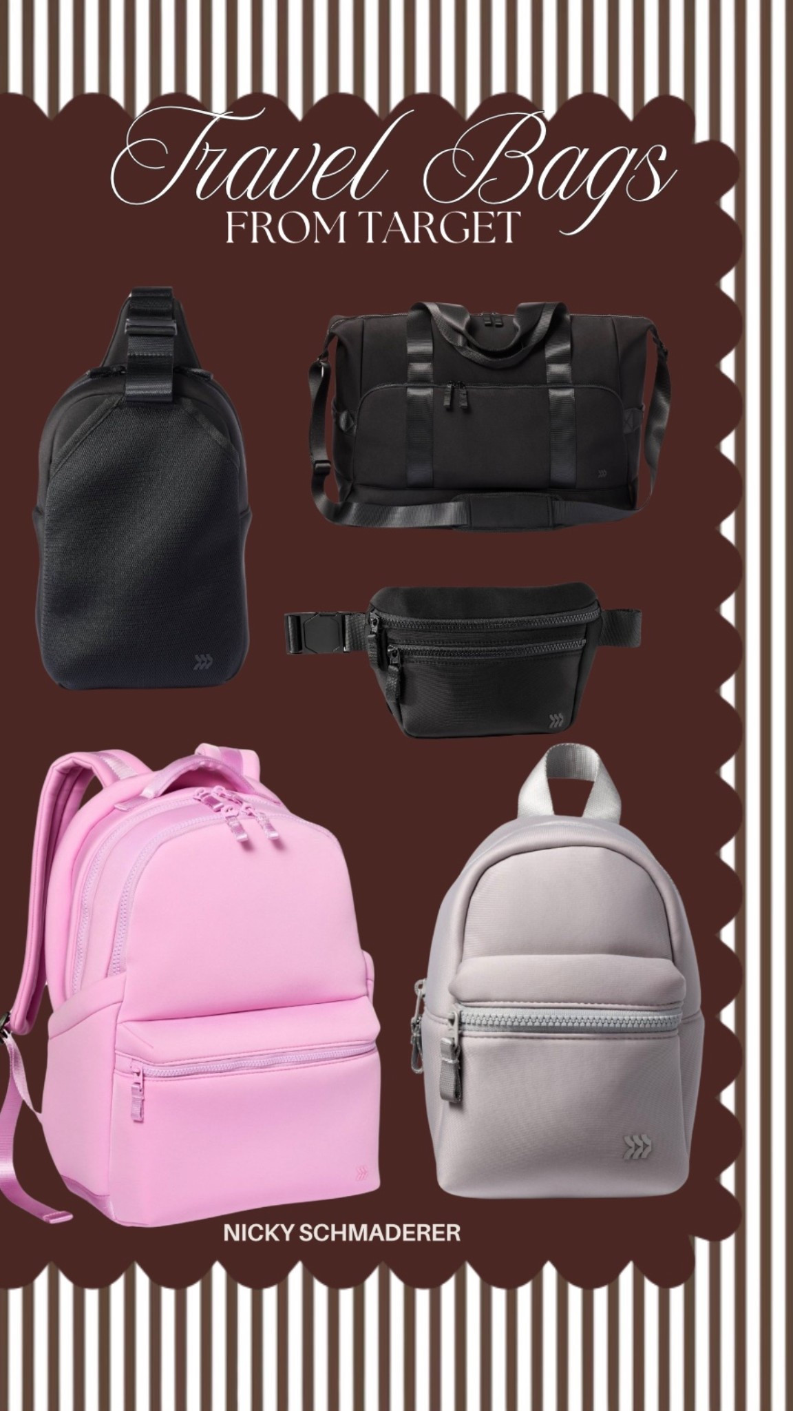 Target bags on sale for workouts and travel // neoprene bags 

Look for less
School bag 
Work bag 


#LTKActive #LTKTravel #LTKSaleAlert