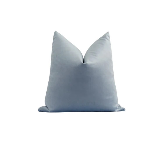 Zen Blue Velvet Pillow Cover, Velvet Pillow Cover, Double Sided Velvet Pillow, Blue Pillow Cover,... | Etsy (US)