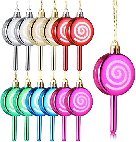 12 Pieces Candy Cane Christmas Decorations Xmas Tree Candy Cane Ornaments Lollipop Props Hanging ... | Amazon (US)