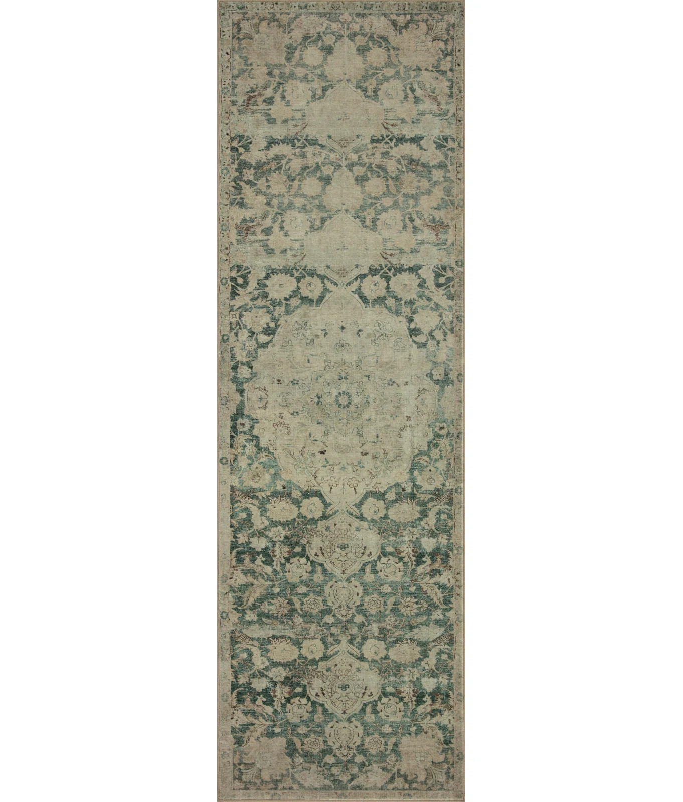 Magnolia Home By Joanna Gaines X Loloi Sinclair Machine Washable Jade / Sand Area Rug | Birch Lane