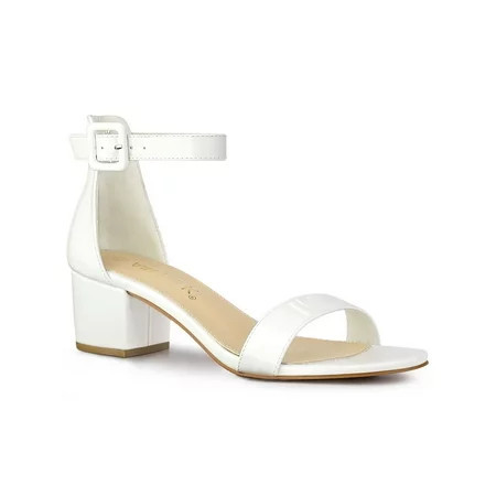 DARING DIVA Women's Ankle Strap Low Block Heel Sandals 7.5 White | Walmart (US)