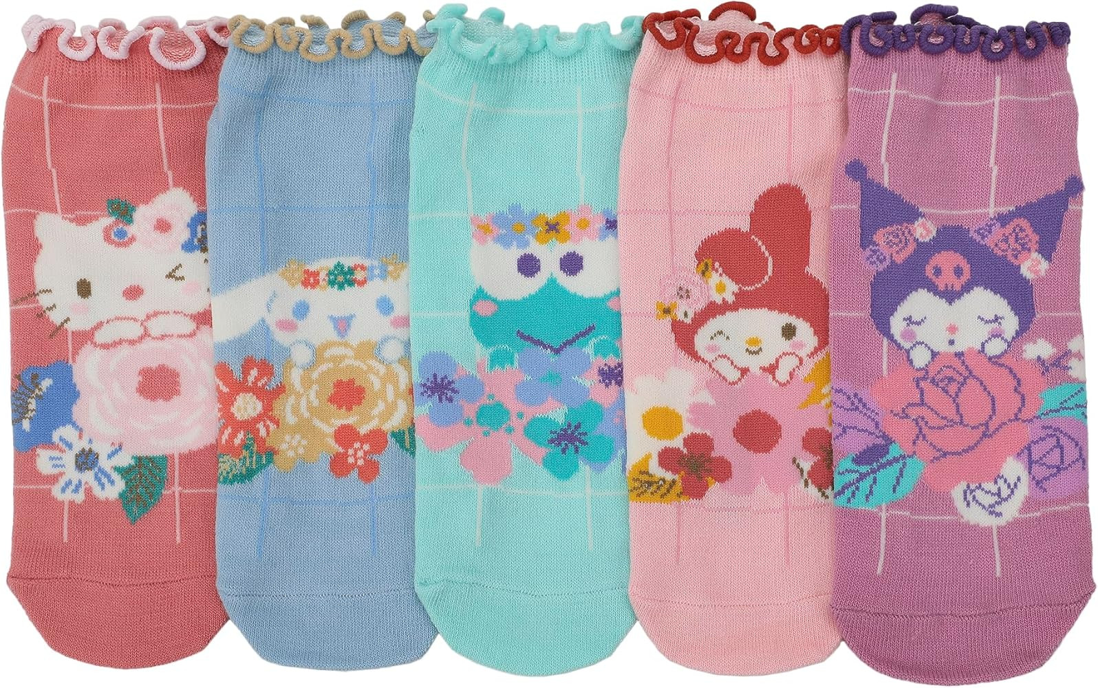 Bioworld Hello Kitty & Friends Floral Character Art 5-Pair Women's Ankle Socks | Amazon (US)