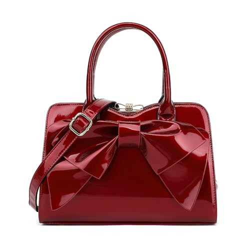 Style Strategy red purses patent leather Satchel handbags for women kiss lock bow tie Shoulder bags crossbody for women | Amazon (US)
